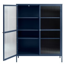 Highboard >BRONCO< (B/H/T: 110x140x40 cm) in blau - 110x140x40 (BxHxT)
