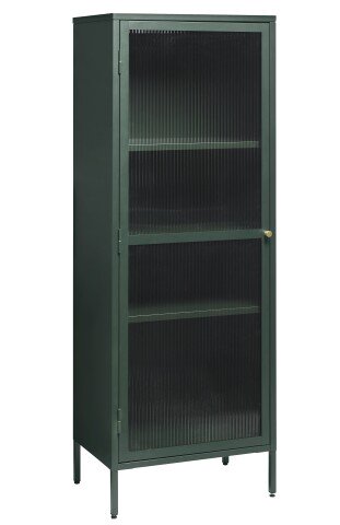 Vitrine >BRONCO< (B/H/T: 58x160x40 cm) in grün aus Metall - 58x160x40cm (BxHxT)