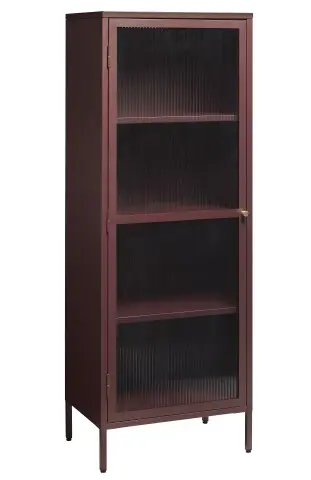 Vitrine >BRONCO< (B/H/T: 58x160x40 cm) in rot aus Metall - 58x160x40cm (BxHxT)