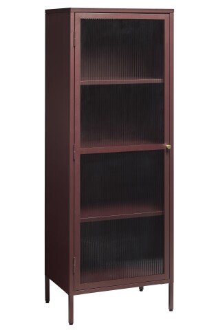 Vitrine >BRONCO< (B/H/T: 58x160x40 cm) in rot aus Metall - 58x160x40cm (BxHxT)