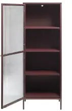 Vitrine >BRONCO< (B/H/T: 58x160x40 cm) in rot aus Metall - 58x160x40cm (BxHxT)