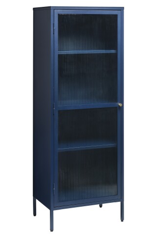 Vitrine >BRONCO< (B/H/T: 58x160x40 cm) in blau aus Metall - 58x160x40cm (BxHxT)