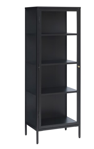 Vitrine >CARMEL< (B/H/T: 57x160x40 cm) in schwarz aus Metall - 57x160x40 (BxHxT)