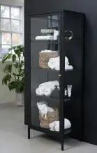Vitrine >CARMEL< (B/H/T: 57x160x40 cm) in schwarz aus Metall - 57x160x40 (BxHxT)
