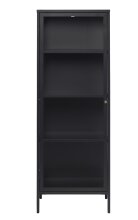Vitrine >CARMEL< (B/H/T: 57x160x40 cm) in schwarz aus Metall - 57x160x40 (BxHxT)