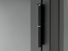 Vitrine >CARMEL< (B/H/T: 57x160x40 cm) in schwarz aus Metall - 57x160x40 (BxHxT)