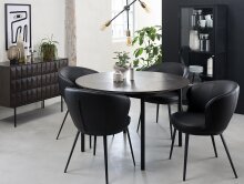 Vitrine >CARMEL< (B/H/T: 57x160x40 cm) in schwarz aus Metall - 57x160x40 (BxHxT)