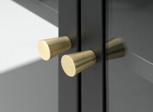 Vitrine >CARMEL< (B/H/T: 57x160x40 cm) in schwarz aus Metall - 57x160x40 (BxHxT)