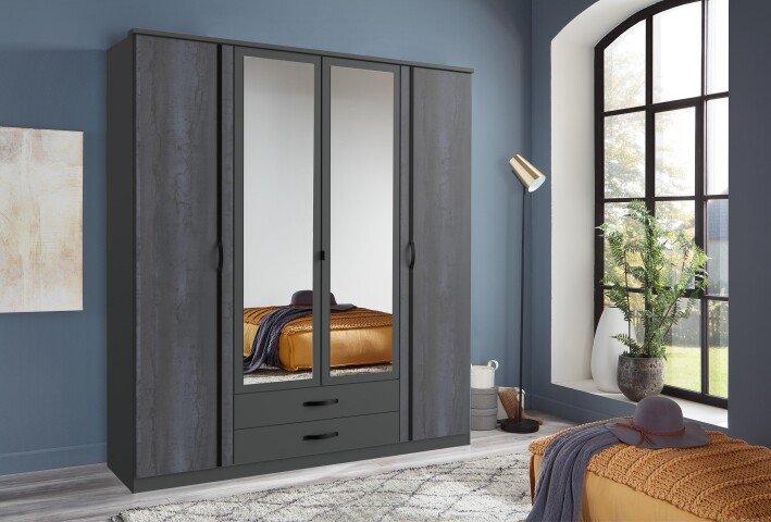 Kleiderschrank >Odessa< (B/H/T: 225x208x58 cm) in Hickory-Oak-Nachbil,  519,95 € | Drehtürenschränke