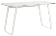 Schreibtisch >9525< (B/H/T: 140x76x51 cm) in Metall weiß - Weißglas