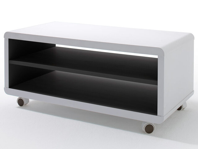 TV-Board >Jeffrey< in weiß-schwarz aus MDF - 79x35x39cm (BxHxT)