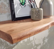 Wandregal >Gmünd< (B/H/T: 60x4x26 cm) in Akazie aus Massivholz - 60x4x26 (BxHxT)