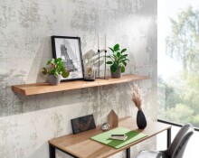 Wandregal >Gmünd< (B/H/T: 160x4x26 cm) in Akazie - 160x4x26 (BxHxT)