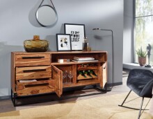 Sideboard >Morena< (B/H/T: 165x80x40 cm) in Sheesham - 165x80x40 (BxHxT)