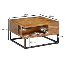 Couchtisch >Uluberia< (B/H/T: 60x35x60 cm) in Sheesham - 60x35x60 (BxHxT)