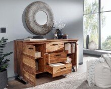 Sideboard >Nagercoil< (B/H/T: 145x82x45 cm) in Sheesham - 145x82x45 (BxHxT)
