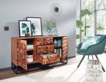 Sideboard >Katihar< (B/H/T: 145x81x45 cm) in Sheesham - 145x81x45 (BxHxT)