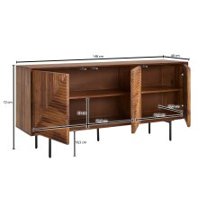 Sideboard >Sonipat< (B/H/T: 148x72x40 cm) in Sheesham - 148x72x40 (BxHxT)