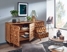 Sideboard >Purnia< (B/H/T: 138x59x45 cm) in Sheesham - 138x76x45 (BxHxT)