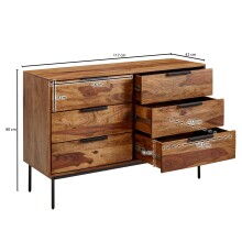 Sideboard >Barasat< (B/H/T: 117x80x42 cm) in Sheesham - 117x80x42 (BxHxT)