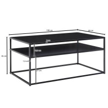 Couchtisch >Cixi< (B/H/T: 100x45x60 cm) in Schwarz - 100x45x60 (BxHxT)