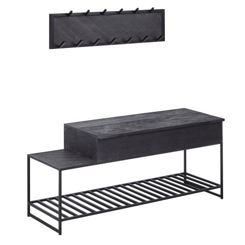 Garderoben-Set >Zibo< (B/H/T: 110x70x37 cm) in Schwarz - 110x70x37 (BxHxT)
