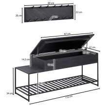 Garderoben-Set >Zibo< (B/H/T: 110x70x37 cm) in Schwarz - 110x70x37 (BxHxT)