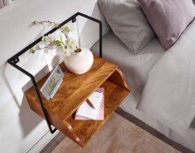 Nachttisch >Hefei< (B/H/T: 44x45x35 cm) in Mango - 44x45x35 (BxHxT)