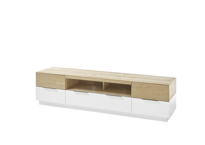 Lowboard >DUBAI-I< (BxHxT: 182x46x40 cm) in weiß, holzfarben - 182x46x40 (BxHxT)