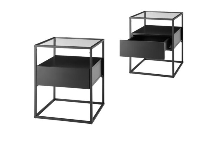 Beistelltisch >EVORA< (BxHxT: 43x54x43 cm) in schwarz - 43x54x43 (BxHxT)