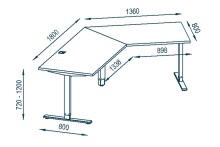 Schreibtisch >EDJUST< (BxHxT: 248x120x158 cm) Metall platingrau - Sonoma-Eiche
