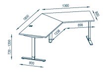 Schreibtisch >EDJUST< (BxHxT: 248x120x158 cm) Metall platingrau - Sonoma-Eiche
