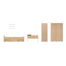 Jugendzimmer-Set >Lupo< in Artisan Eiche, Betonoptik Dunkelgrau