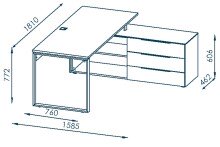 Schreibtisch >YOLO< (BxHxT: 181x77x159 cm) in anthrazit - Riviera Anthr.
