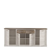 Sideboard >Duro< (BxHxT: 212,9x90,3x41,3 cm) Pinia Weiss mit Eiche Antik