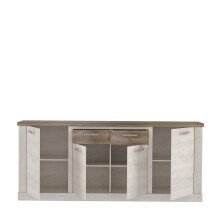 Sideboard >Duro< (BxHxT: 212,9x90,3x41,3 cm) Pinia Weiss mit Eiche Antik