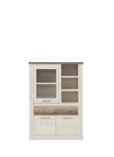 Highboard >Duro< (BxHxT: 109,8x160,3x41,5 cm) Pinia Weiss mit Eiche Antik