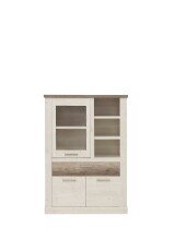Highboard >Duro< (BxHxT: 109,8x160,3x41,5 cm) Pinia Weiss mit Eiche Antik