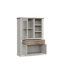 Highboard >Duro< (BxHxT: 109,8x160,3x41,5 cm) Pinia Weiss mit Eiche Antik