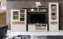 Highboard >Duro< (BxHxT: 109,8x160,3x41,5 cm) Pinia Weiss mit Eiche Antik