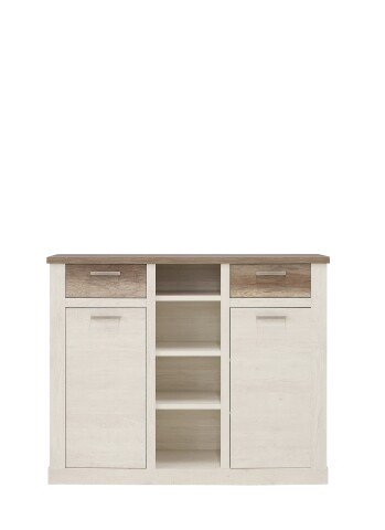 Highboard >Duro< (BxHxT: 159,6x128,3x41,5 cm) Pinia Weiss mit Eiche Antik
