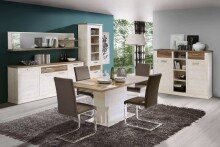 Highboard >Duro< (BxHxT: 159,6x128,3x41,5 cm) Pinia Weiss mit Eiche Antik
