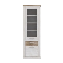 Vitrine >Duro< (BxHxT: 71,2x212x41,3 cm) Pinia Weiss kombiniert mit Eiche Antik