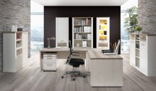 Vitrine >Duro< (BxHxT: 71,2x212x41,3 cm) Pinia Weiss kombiniert mit Eiche Antik