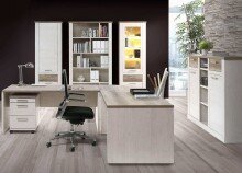 Vitrine >Duro< (BxHxT: 71,2x212x41,3 cm) Pinia Weiss kombiniert mit Eiche Antik