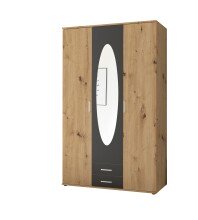Kleiderschrank >Kassel< (BxHxT: 120x195x55 cm) in Artisan Eiche / Graphit