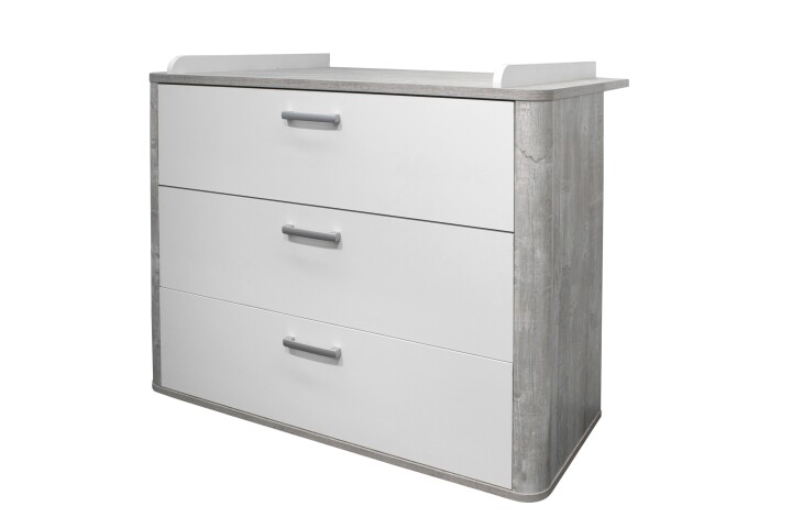 Wickelkommode >Frieda< (BxHxT: 110x98x71 cm) vintage wood grey / weiß matt lack