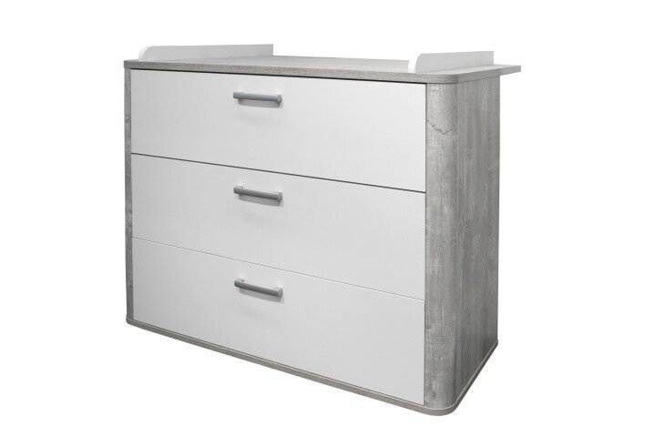 Wickelkommode >Frieda< (BxHxT: 110x98x71 cm) vintage wood grey / weiß matt lack