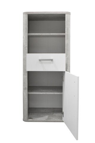 Beistellschrank >Frieda< (BxHxT: 55x128x41 cm) vintage wood grey/weiß matt lack