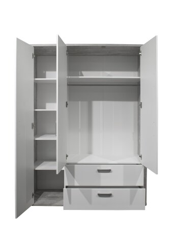 Kleiderschrank >Frieda< (BxHxT: 138x189x51 cm) vintage wood grey/weiß matt lack